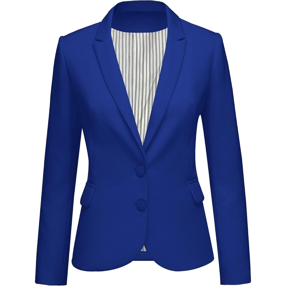 image:imageLookbookStore Blazers for Women Business Casual Long Sleeves Suit JacketsTwo Buttons Lapis Blue W Striped Lining