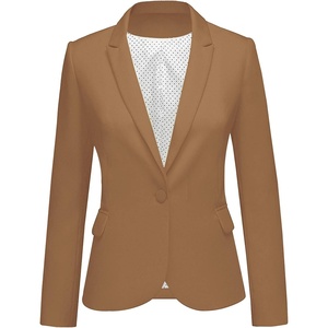 LookbookStore Blazers for Women Business Casual Long Sleeves Suit Jackets(Dark Brown)