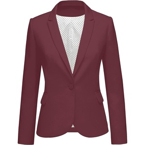 LookbookStore Blazers for Women Business Casual Long Sleeves Suit Jackets(Dark Red)
