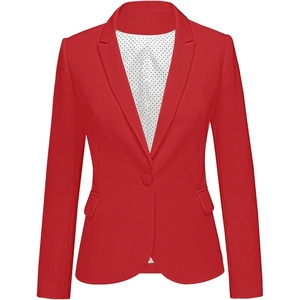 LookbookStore Blazers for Women Business Casual Long Sleeves Suit Jackets(True Red)
