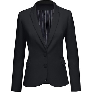 LookbookStore Blazers for Women Business Casual Long Sleeves Suit Jackets(Two Buttons Black)