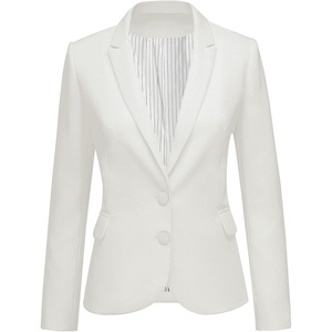 LookbookStore Blazers for Women Business Casual Long Sleeves Suit Jackets(Two Buttons Brilliant White W Striped Lining)