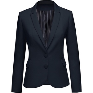 LookbookStore Blazers for Women Business Casual Long Sleeves Suit Jackets(Two Buttons Navy)