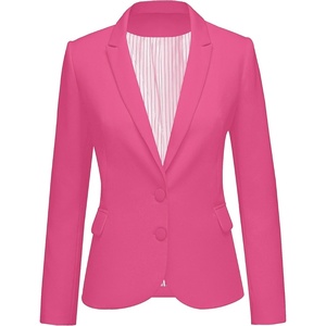 LookbookStore Blazers for Women Business Casual Long Sleeves Suit Jackets(Two Buttons Hot Pink)