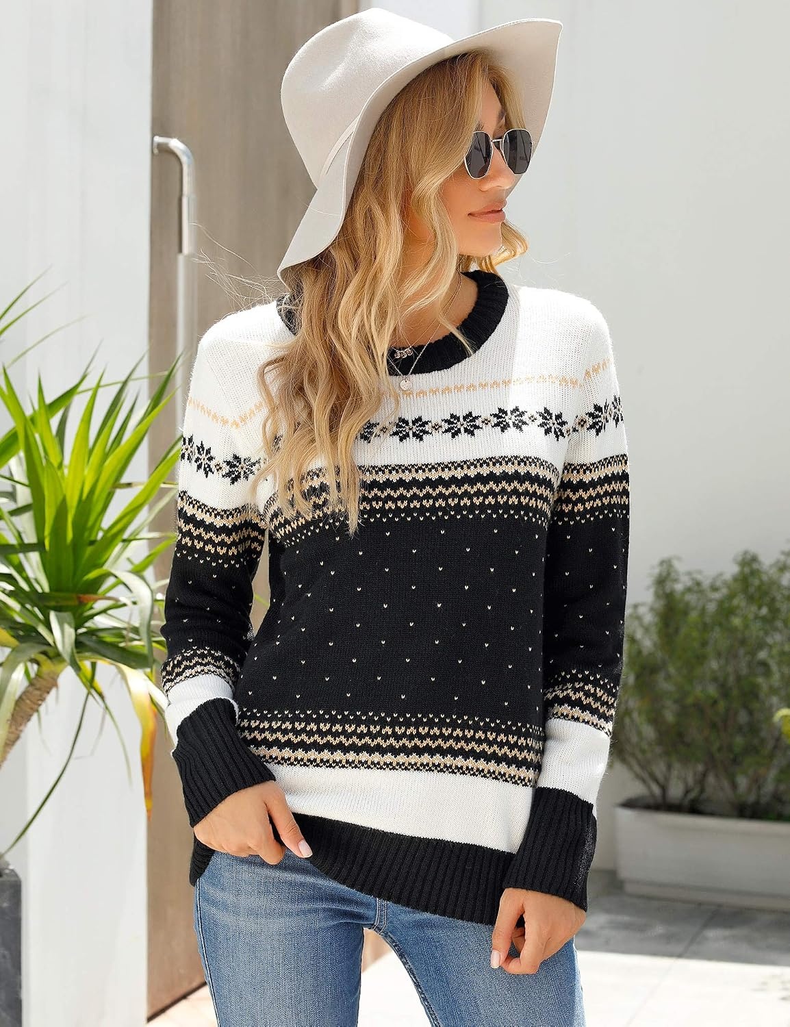 image:imageLookbookStore Christmas Sweaters for Women Crewneck Pullover Holiday OutfitBlack2